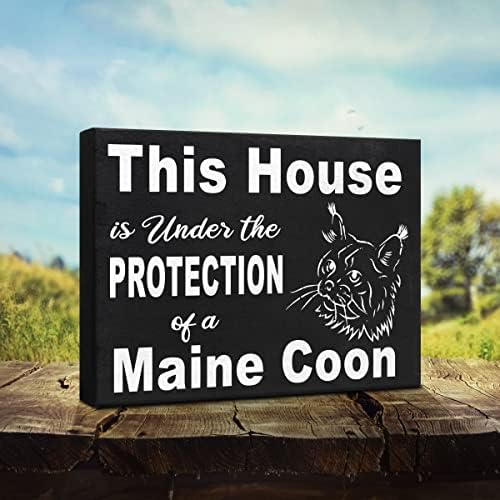 Presentes de Jennygems Maine Coon, esta casa está sob a proteção de um sinal de madeira do Maine Coon, Maine Coon Cat Mom,