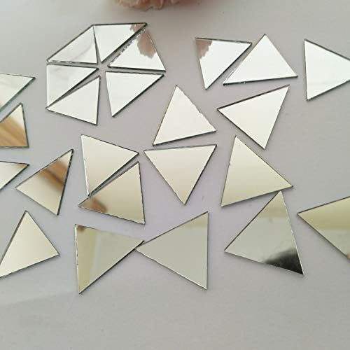 Conjunto de acfeng de 100pcs 1 Triângulo espelho de vidro real telha de mosaico, espelho triangular de vidro real