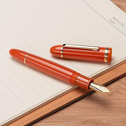 Jinhao X159 Laranja Red Achlic Fountain Pen 8 Golinho de ouro fino para escrever e caligrafia com conversor de tinta de refil