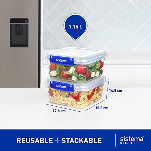 Sistema Klip It Plus Square Food Storage Storage, 1,15 L, transparente