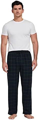 Calça de pijama de flanela de algodão algodão de algodão Yincozi masculino