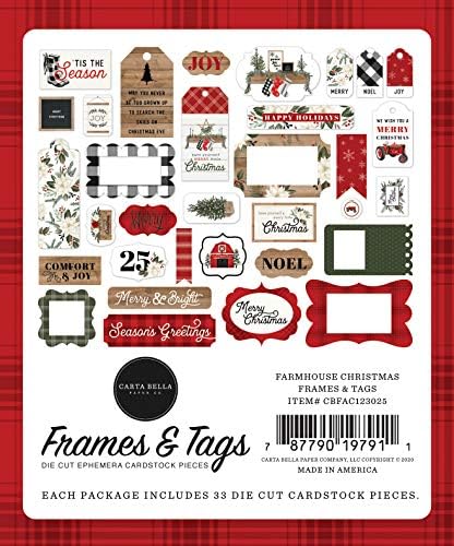 Carta Bella Paper Company Farmhouse Frames & Tags, vermelho, verde, preto, madeira, creme
