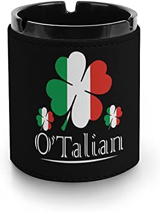 O'Talian irlandês 4 folhas de folhas de bandeira italiana cinzeira PU PU Bandeja de cinzas para fumante para decoração