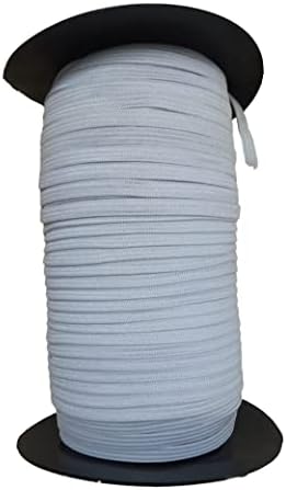 Tecidos estreitos Jain 1/4 polegada de largura, 109 jardas de elástico de malha branca - fibra de poliéster e cordão elástico de borracha natural - corda elástica macia e esticada