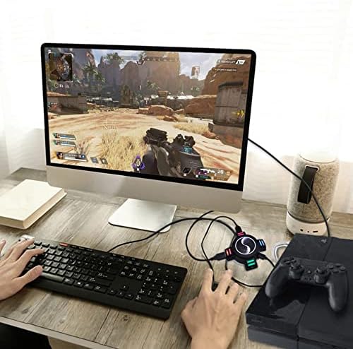 Adaptador de teclado e mouse, conversor de teclado portátil do mouse portátil com 3,5 mm de áudio, adaptador de controlador de bloco de jogo, plugue e reproduza hub USB compatível com Xbox One, PS5, PS4, PS3, N-Switch