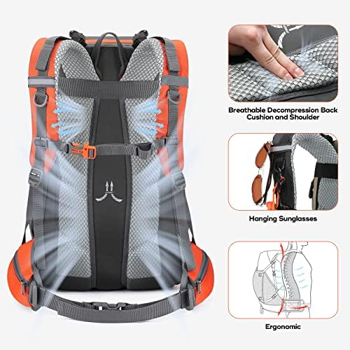 MACKPACK MAELSTOM CHAING, Backpack de acampamento, 40L/50L à prova d'água Daypack com capa de chuva, mochila leve de viagem