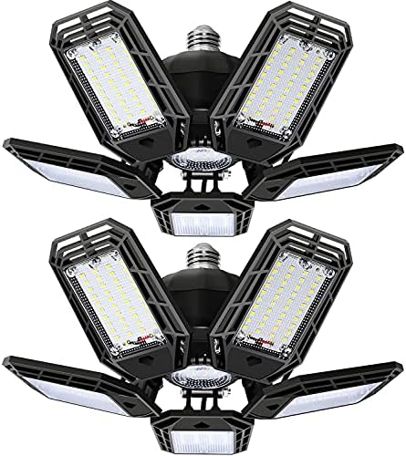 Luz de garagem LED de pacote de 2 pacote suyncyi, luz LED de 150W Ultra Bright LED com 5 painéis ajustáveis, 15000lm