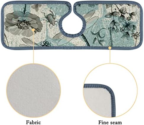 Torneira de cozinha absorvente tapete 2 peças insetos botânicos Flores Radioflies Counter do banheiro do guarda -flor