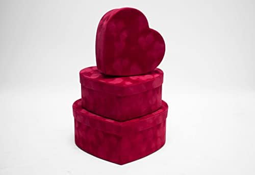 Craftle Craft Red Velvet Heart Flor Boxes de embrulho de presente de tecido macio para embrulho de presente para um presente