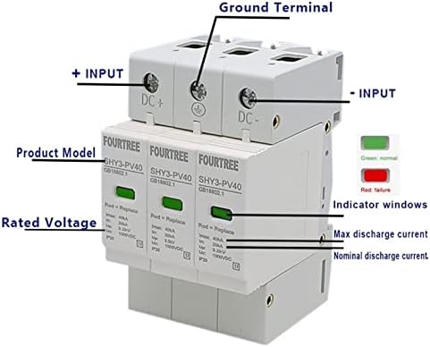 Werevu 1pcs Protetor de Sutens Sucesso DC SPD 3P 500V 600V 800V 1000V RELAVIDADE DE PODER AO ANTERIOR 10-20/20-40/30-60KA