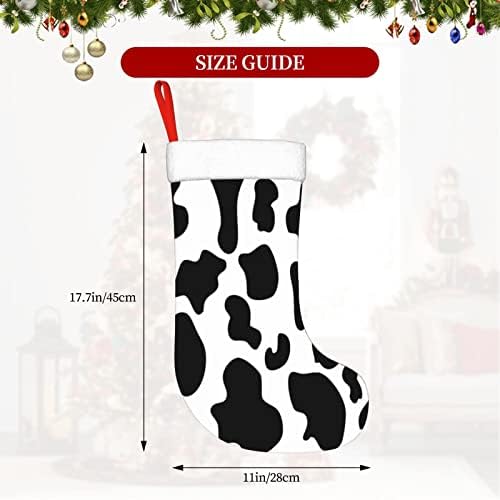 Yuyuy Cow Print Christmas Stocking Decoração de férias Lareira pendurada meia 18 polegadas meias