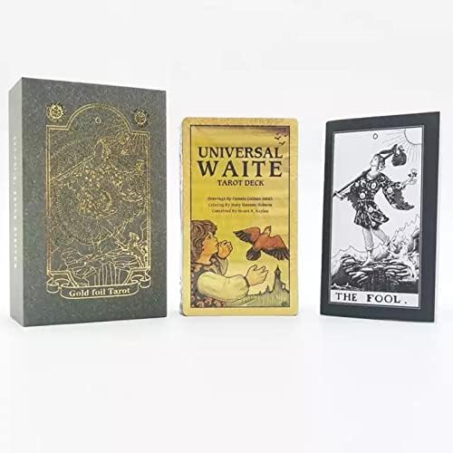 Cartões de Tarô Aniuxiaoge com Livro do Guia para Iniciantes, 78 Deck de Tarô para Beginadores de Folha de Ouro à prova d'água com