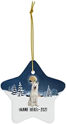 Ornamentos de cães husky siberianos brancos para 2023 Nome personalizado de árvore de Natal 2024 Decorações de véspera de Ano