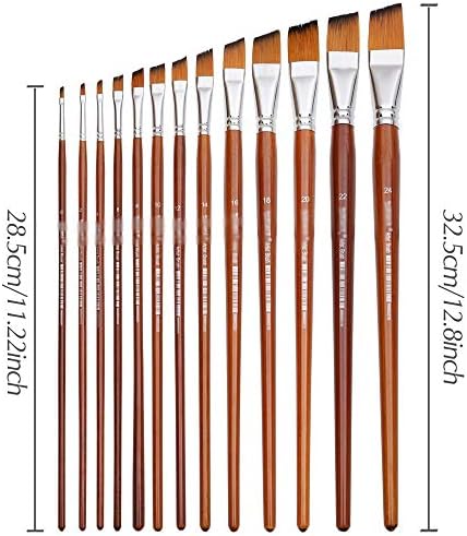 Qjpaxl 13pcs pincéis angulares Profissional Longa alça de tinta pincel Push oblíqua Forma de aquarela pintando óleo acrílico Cabelo