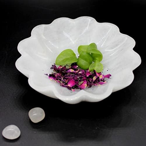 Jain Arts Quartz Selenite Bowl | Tigelas de cristal selenita para cristais de borracha, cura e recarga | Tigela redonda de cristal