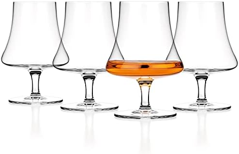 Luxbe - uísque bourbon brandy coxses cálice cólete snifter, conjunto de 4 - vidro sem chumbo artesanal - ótimo para bebidas