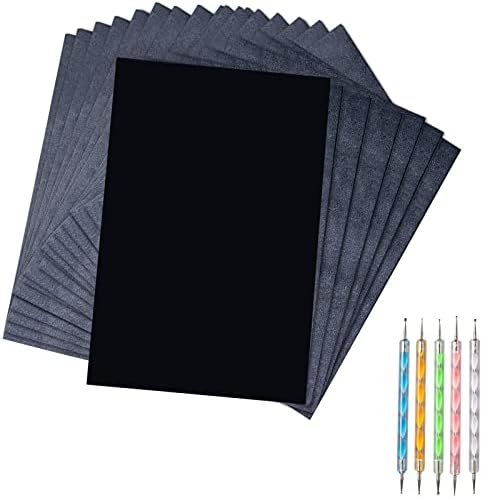 100 folhas papel carbono papel preto papel de transferência de papel de rastreamento e 5 peças Ball com estilos de gravação