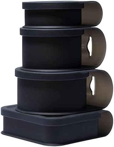 Silipint Silicone Go Bowls: Conjunto de 4: fumaça - Tamanhos: 10, 20, 30 oz e tamanho de sanduíche - tampa inquebrável e anexada