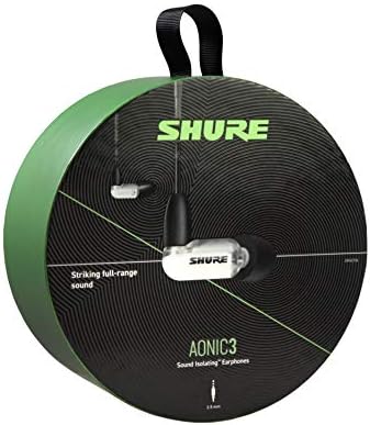 Shure Aonic 3 Wired Sound isolando fones de ouvido, som claro, driver único com Bassport, ajuste seguro, cabo destacável,