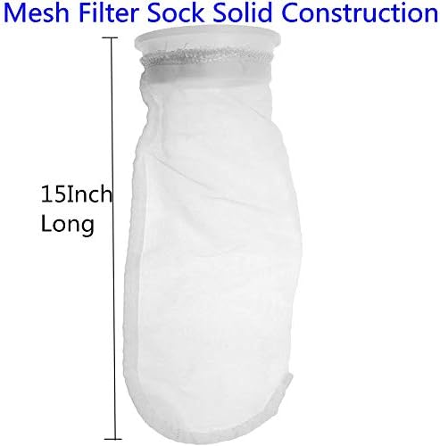 Honritone Nylon Mesh Filter Sock Bag de 4 polegadas anel 50/100 / 200/300 / 400 mícron - por 15 polegadas de comprimento - 5 pacote