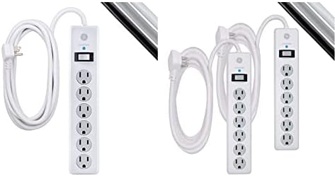 Protetor de pula de saída GE 6, UL listado, branco, 50768 e ge 6-Outlet Superte Protector, UL listado, branco, 46862