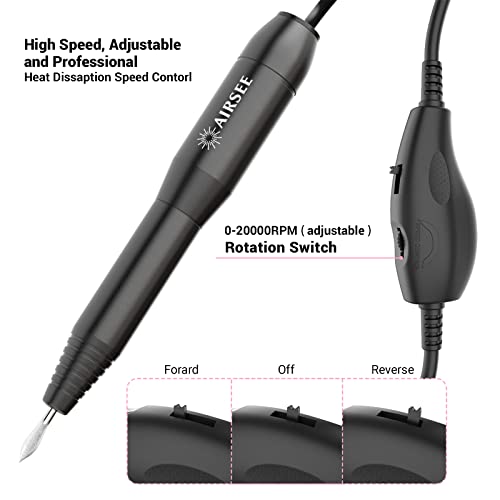 Airsee Portable Electric Nail Brill Professional Efile Brill Drill Kit + Profissional Acrílico Clipper Falso Falso unhas Cuttador de