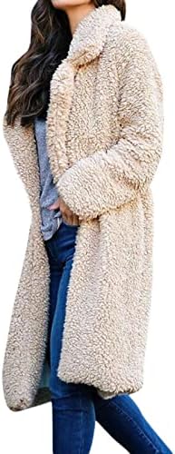Jaquetas de cisalhamento de tosquinhas longas femininas Teddy Trench Tranch Caats de manga comprida lapela aberta jaqueta dianteira