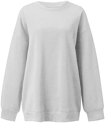 Sweetshirs de tamanho grande para mulheres Plain Plailkneck Pullover Casual Drop ombro de manga longa Pullover