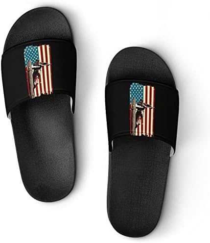 Lineman American Flag Slipper Home Slipper Non Slip PVC Slapper House Slipper para homens Mulheres