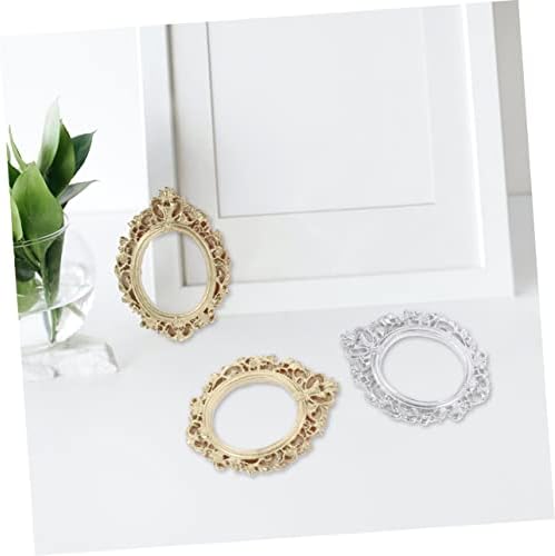 Homoyoyo 3pcs Round Frame Resina Ornamentos Ornamentos Artesanato Miniatura Casa Miniatura Casa Vintage Frame Miniatura Frames Decoração