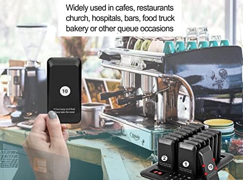 Restaurant pager System, 16 PCs Buzzer System Social Distancing Keeping com vibração Flash Birzzer para Restaurant