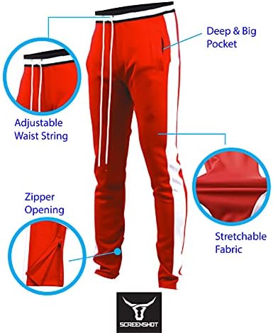 ScreenshotMens Hip Hop Premium Slim Fit Track Pants - Athletic Rogger Bottom com gravação lateral