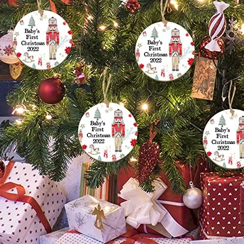 Primeiro ornamento de Natal do bebê 2022- Decratões de quebra-nozes Primeiro natal Ornamentos pendurados 8pcs