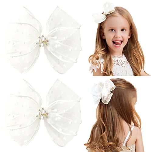 Liliebe 6 ”Bandas de cabeça para meninas com arcos, tiaras para mulheres e vestido de menina de flores, cabelo branco
