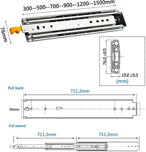 Extensão Corretores de gavetas Capacidade pesada Slides de serviço pesado Rail com trava - slides de gaveta de gabinete
