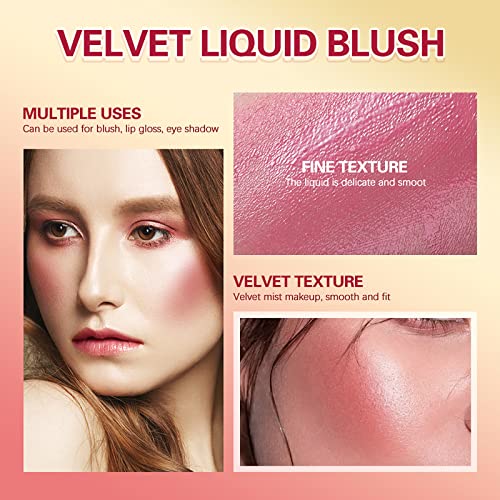 Zoomine líquido blush, creme de rosto macio blush para bochechas, sem peso, longa